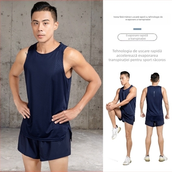 Vesta sport pentru bărbați — poliester, uscare rapidă, fără mâneci, pentru alergare, vară