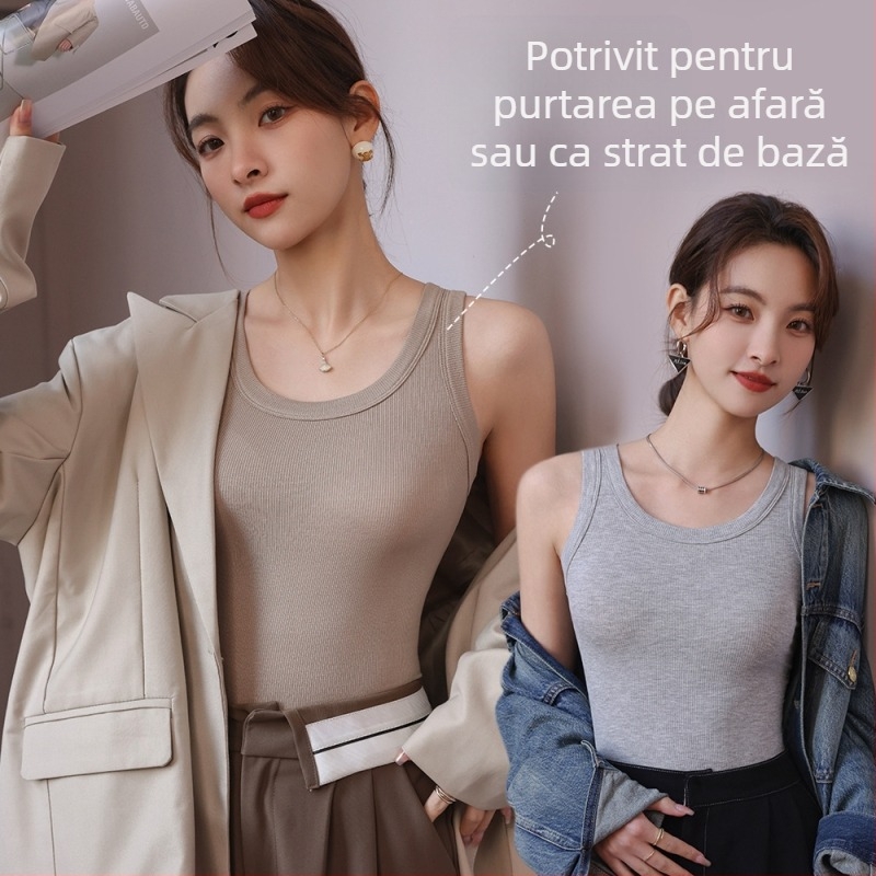Miyisi top modal cu bretele late, guler rotund, pentru toate sezoanele, conținut 90–95% viscose