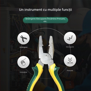 Set de clești: clești cu blocare (vise grip), clești pentru sârmă, clești diagonali, clești cu vârf subțire; lungime totală 200 mm; din oțel Malle; mânere din PVC; capacitate de tăiere 4 mm