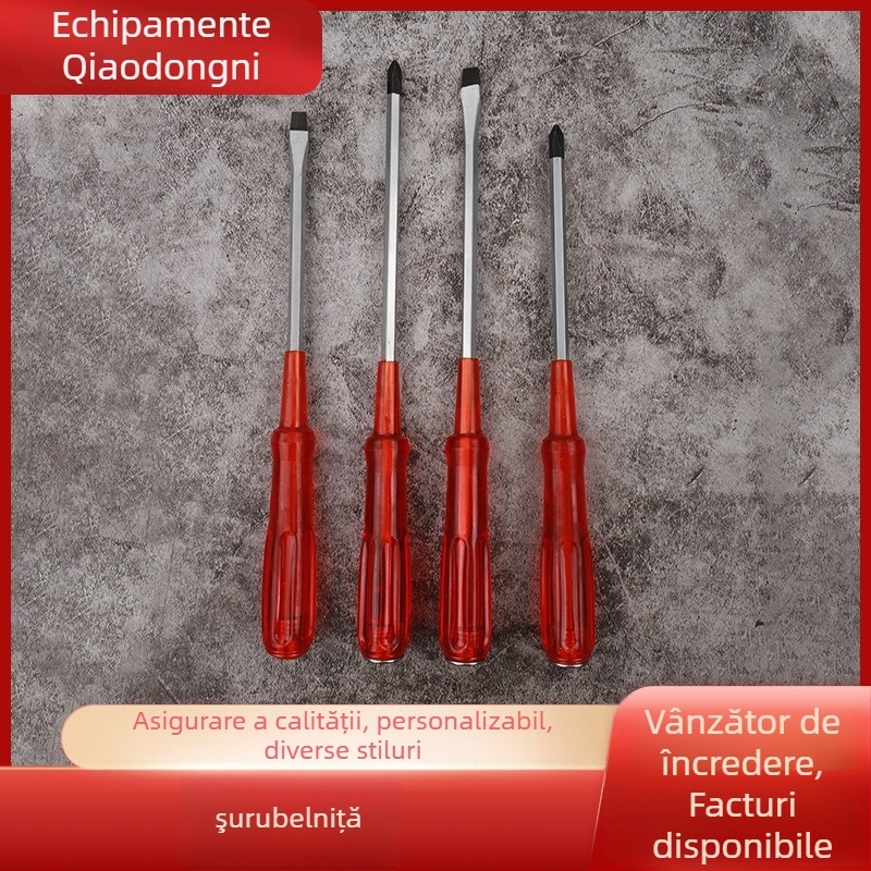 Șurubelniță magnetică cu cap cruce și știft plat, mâner transparent, oțel 45#