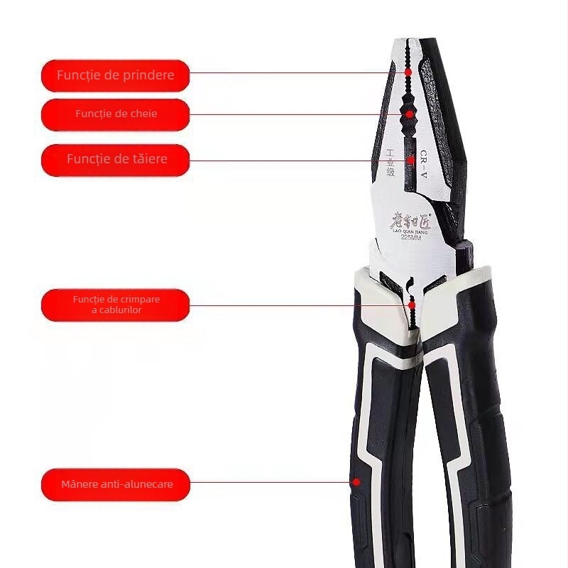 Clește electrice, clește excentric multifuncțional, diametru de tăiere 8 mm, lungimea capului cleștelui 105 mm, seria Old plier