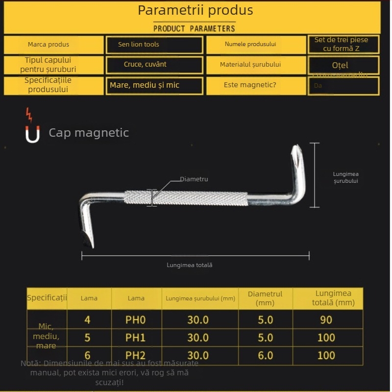 Șurubelniță mini în formă de Z, cu cap dublu magnetic și vârf încrucișat — Lion Tools