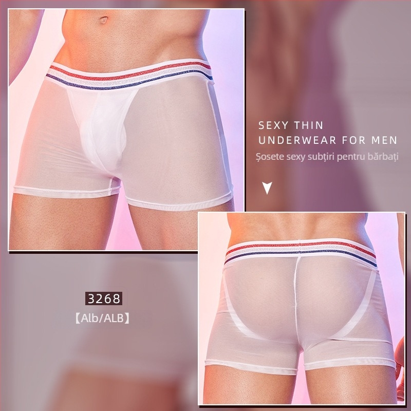 Boxeri pentru bărbați cu buzunar în formă de U, talie joasă, plasă 4D din nailon