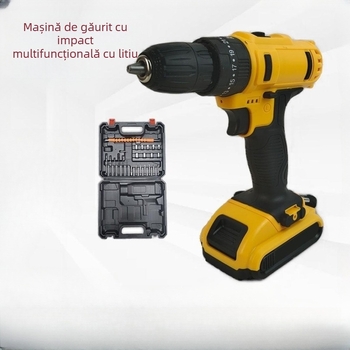 Bormașină cu acumulator, motor cu perii, baterie Li-ion, viteze variabile, mandrină pentru biti, funcție de percuție