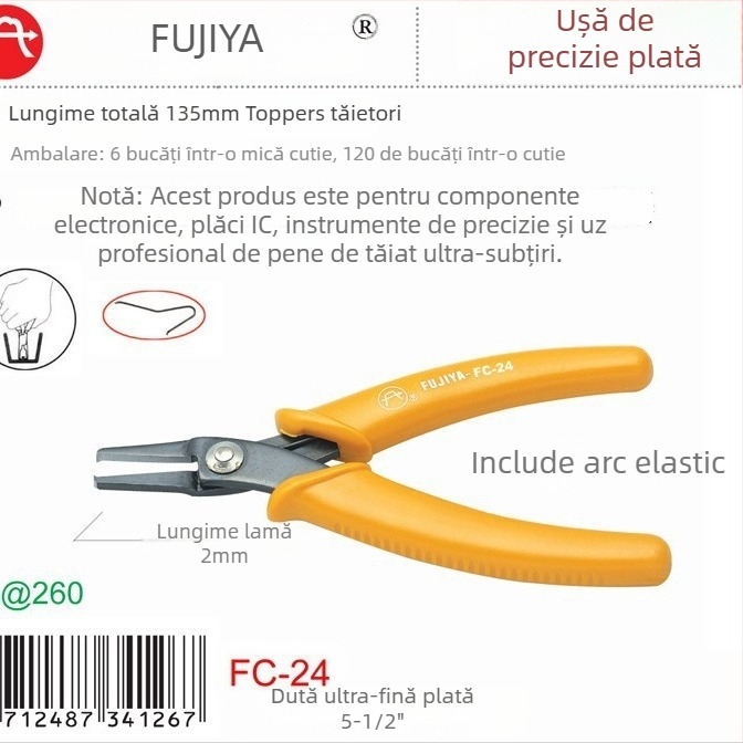 Clește cu vârf plat FC-24, capacitate de tăiere 1,0 mm, tăiere superioară
