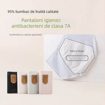 Lenjerie intimă menstruală din bumbac pentru femei, zonă antibacteriană, protecție împotriva scurgerilor, talie medie, țesătură principală 95% bumbac, căptușeală 95% bumbac.