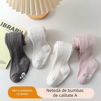 Colanți pentru copii bebeluți, unisex, din bumbac cu imprimeu animal, antiderapant, talie înaltă, 76,6% bumbac