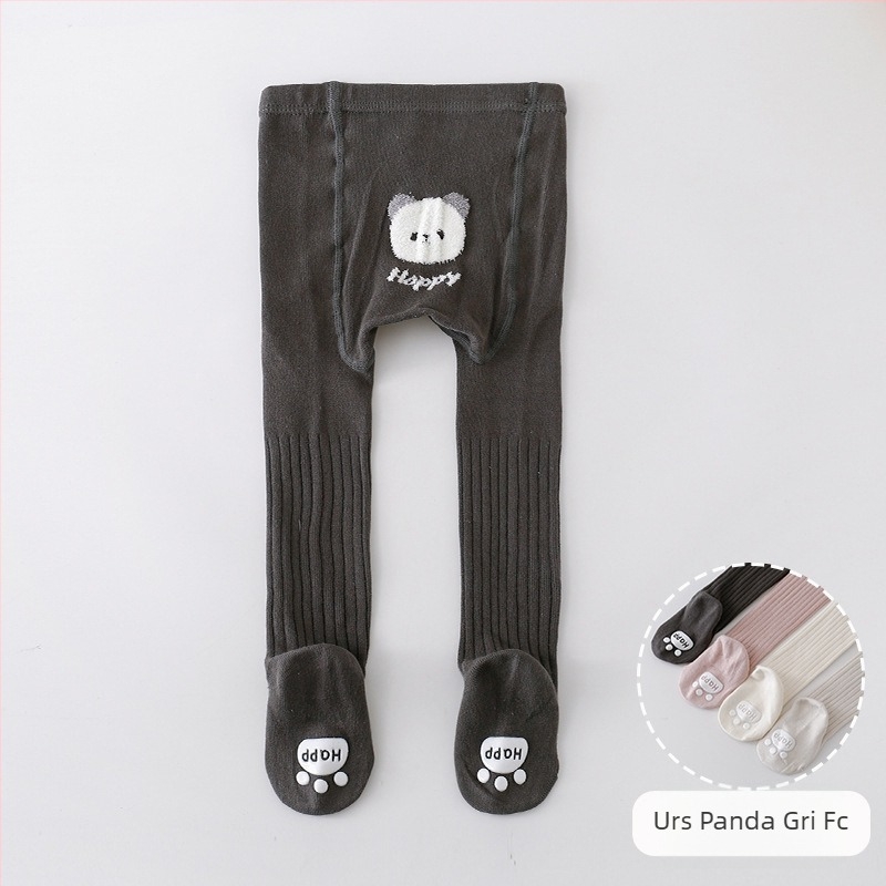 Colanți pentru copii bebeluți, unisex, din bumbac cu imprimeu animal, antiderapant, talie înaltă, 76,6% bumbac