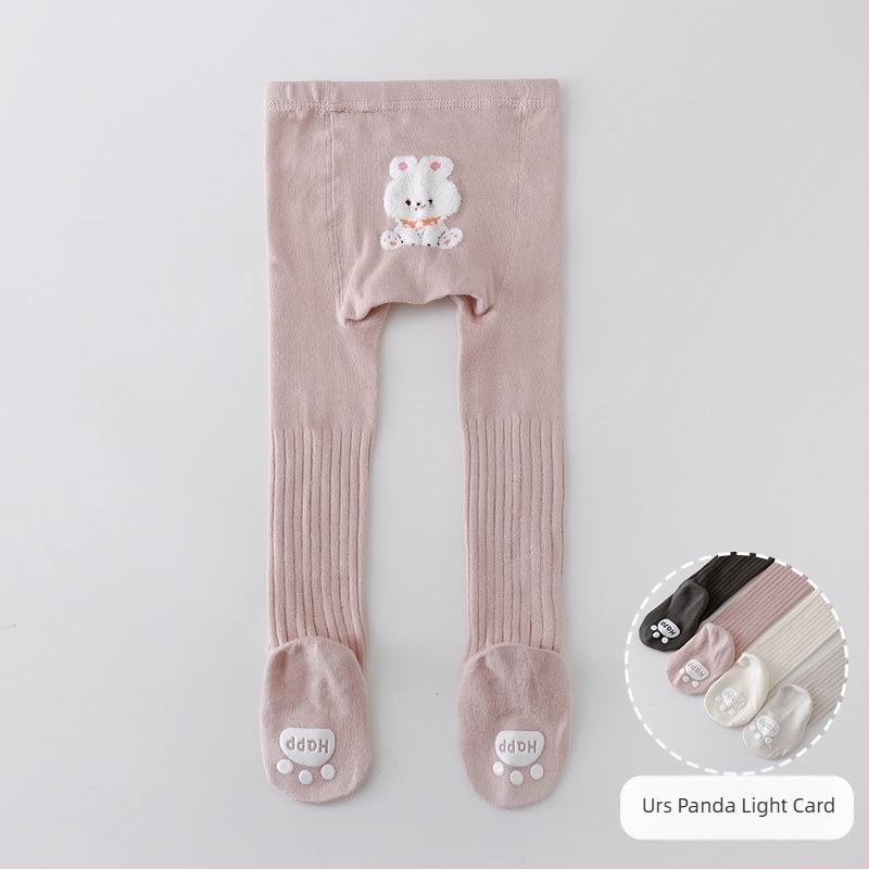 Colanți pentru copii bebeluți, unisex, din bumbac cu imprimeu animal, antiderapant, talie înaltă, 76,6% bumbac