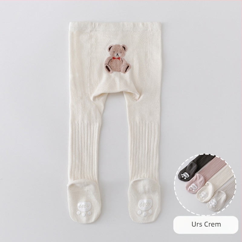 Colanți pentru copii bebeluți, unisex, din bumbac cu imprimeu animal, antiderapant, talie înaltă, 76,6% bumbac