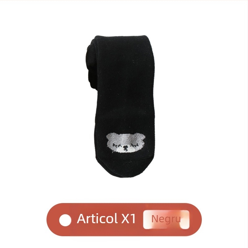 Colanți bebeluși din bumbac terry, groși pentru toamnă-iarna, talie înaltă, lungime integrală, 90% bumbac, imprimeu cu desene animate