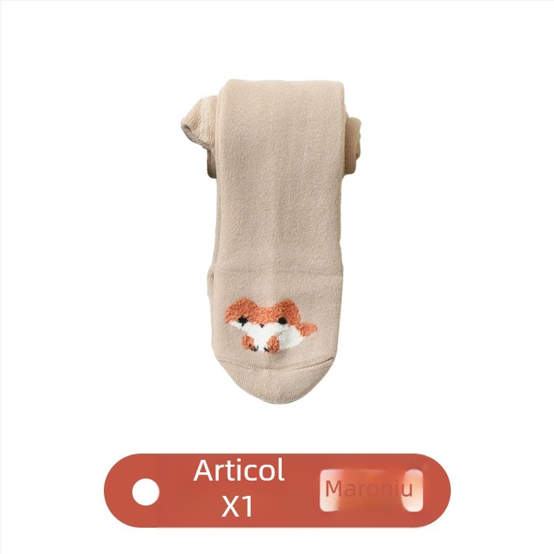 Colanți bebeluși din bumbac terry, groși pentru toamnă-iarna, talie înaltă, lungime integrală, 90% bumbac, imprimeu cu desene animate