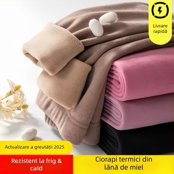 Pantaloni termici pentru femei cu fleece, modelare corp, talie medie-înaltă, țesătură extra groasă, căptușeală velur