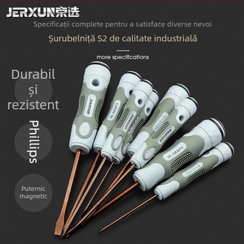 Set de șurubelnițe JERXUN S2, 9 piese, magnetic, oțel S2, Phillips, Pozidriv, șurubelniță cu cap plat, multifuncțional