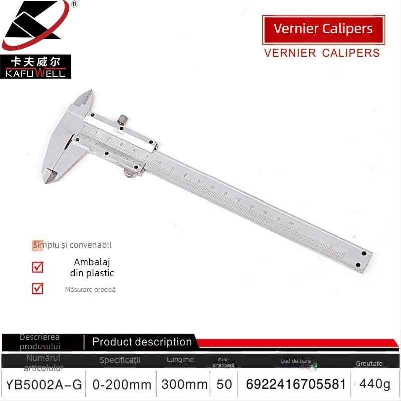 Kraftwell caliper vernier cu afișaj digital, oțel inoxidabil