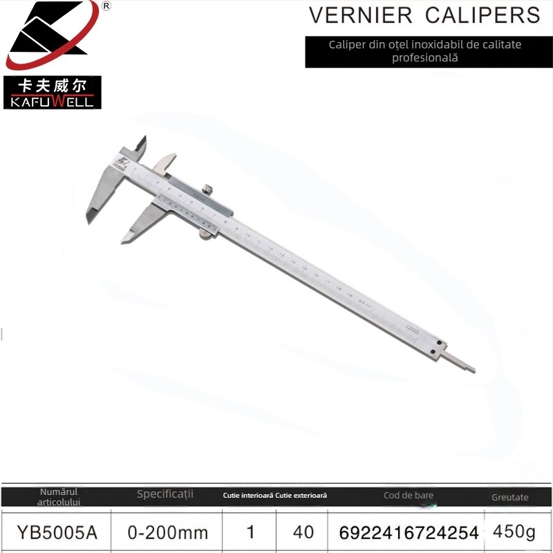 Kraftwell caliper vernier cu afișaj digital, oțel inoxidabil