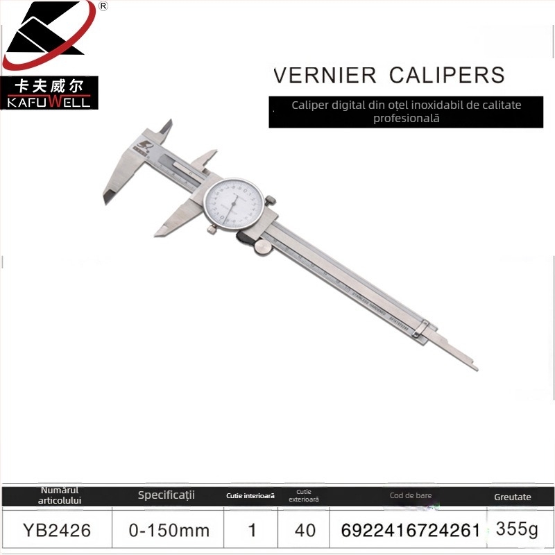 Kraftwell caliper vernier cu afișaj digital, oțel inoxidabil