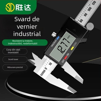 Calibru vernier industrial cu afișaj digital, oțel inoxidabil, precizie 0,02 mm