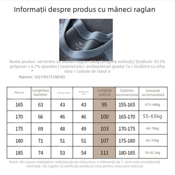 Set termic pentru adolescenți — material poliester extra gros, 90% poliester, grosime 301–350 g/m², menține căldura puternic
