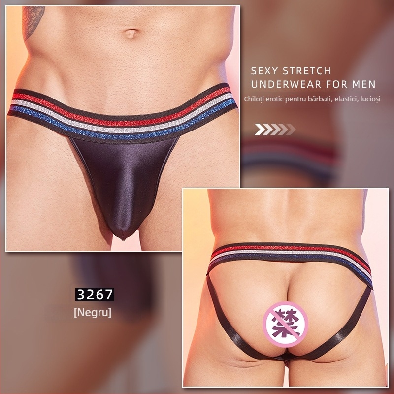 Boxeri de bărbați cu buzunar în formă de U, talie joasă, luciu mătăsos, material nylon, conținut 50–70%