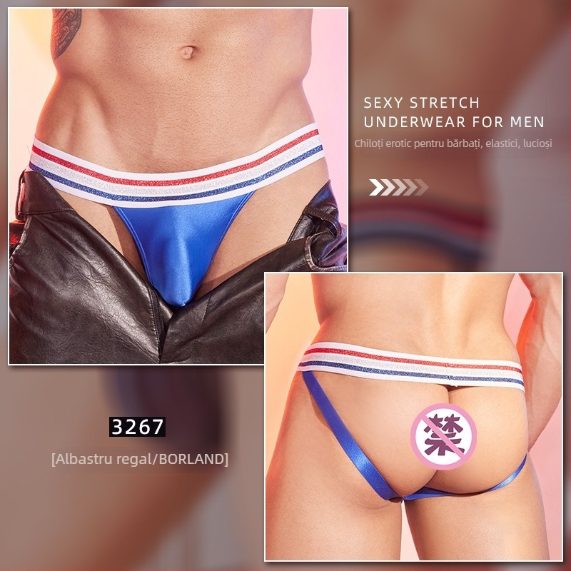 Boxeri de bărbați cu buzunar în formă de U, talie joasă, luciu mătăsos, material nylon, conținut 50–70%