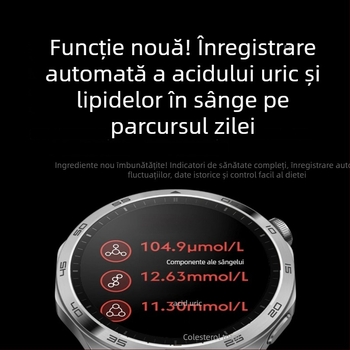 Ceas inteligent cu monitorizare non-invazivă a glicemiei, monitorizare a acidului uric, tensiune arterială și ritm cardiac, NFC pentru plăți offline