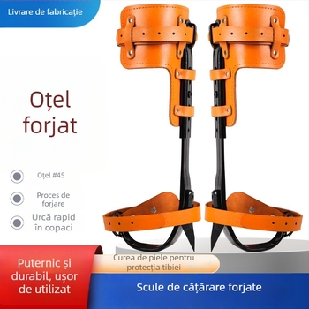 Instrumente pentru cățărare în copaci, model forjat, design reglabil în poziție verticală, oțel cu carbon înalt, 2 seturi, pentru uz agricol