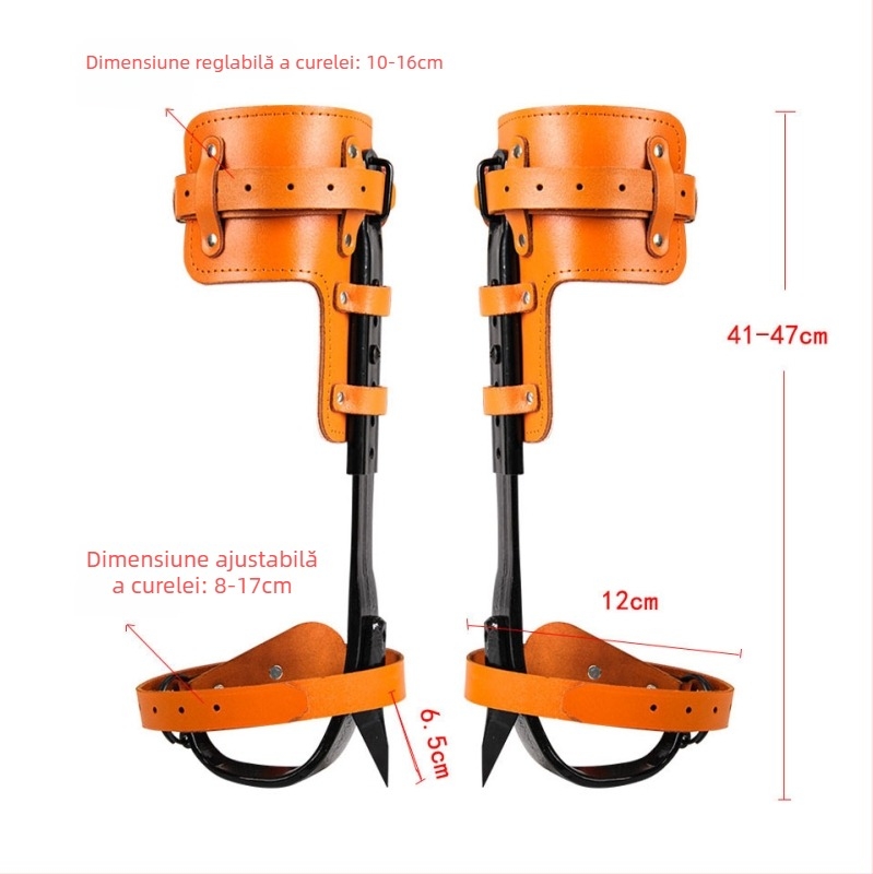 Instrumente pentru cățărare în copaci, model forjat, design reglabil în poziție verticală, oțel cu carbon înalt, 2 seturi, pentru uz agricol