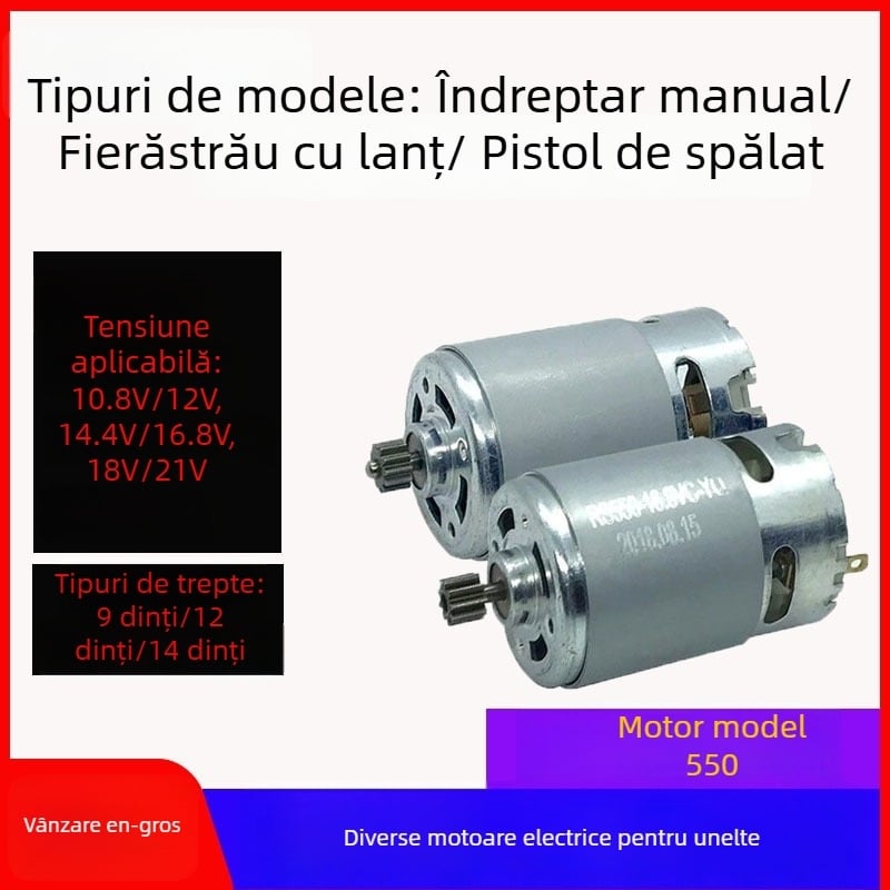 Motor pentru bormașină cu acumulator – baterie litiu reîncărcabilă, viteză reglabilă, corp pistol, mandrină cu trei dinți, potrivit pentru bormașină și fierăstrău cu lanț