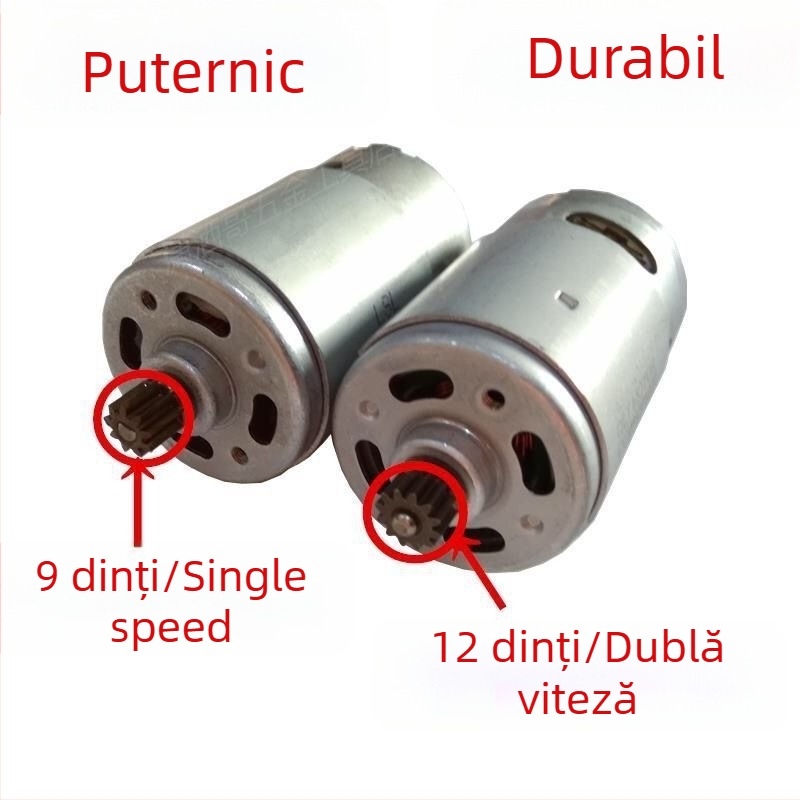Motor pentru bormașină cu acumulator – baterie litiu reîncărcabilă, viteză reglabilă, corp pistol, mandrină cu trei dinți, potrivit pentru bormașină și fierăstrău cu lanț