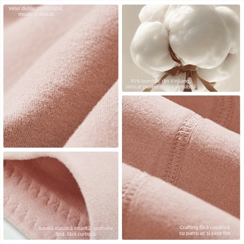 Colanți termici din bumbac pur, talie înaltă, căptușiți cu fleece - groși, 280 g, lungime 9/10