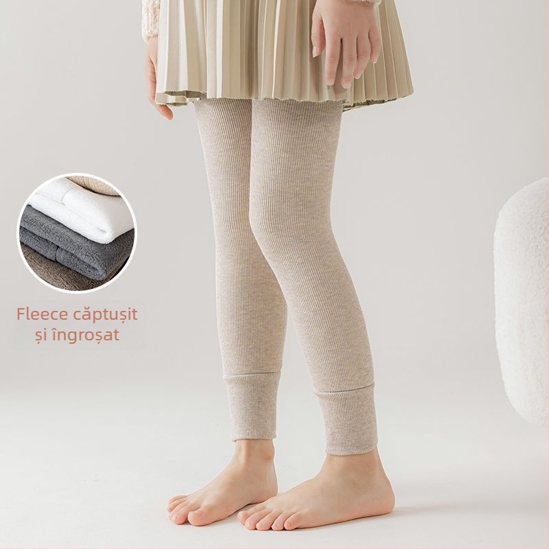 Colanți pentru fete din bumbac, cu căptușeală de catifea (dintr-o bucată) — 100% bumbac, căptușeală groasă de catifea, cod H058586, lansare vară 2025