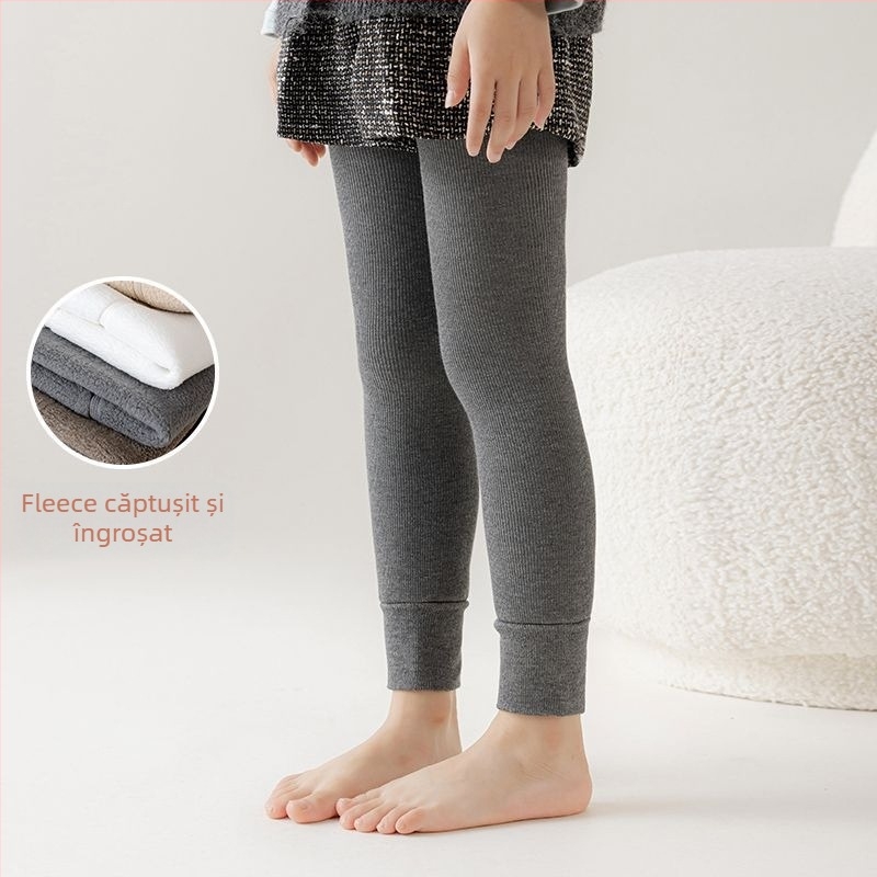 Colanți pentru fete din bumbac, cu căptușeală de catifea (dintr-o bucată) — 100% bumbac, căptușeală groasă de catifea, cod H058586, lansare vară 2025