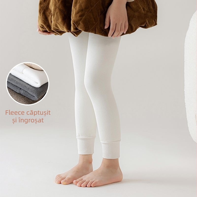 Colanți pentru fete din bumbac, cu căptușeală de catifea (dintr-o bucată) — 100% bumbac, căptușeală groasă de catifea, cod H058586, lansare vară 2025