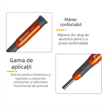 șurubelniță 8 în 1 cu mâner din aliaj de aluminiu, magnetică, oțel de scule S2, pentru ceasuri