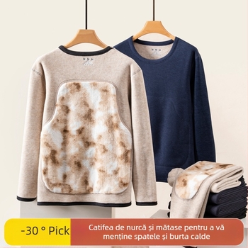 Set termic pentru bărbați cu fleece gros, catifea Mink și mătase — fără cusături, poliester 90–95%, 301–350 g/m², protecție spate