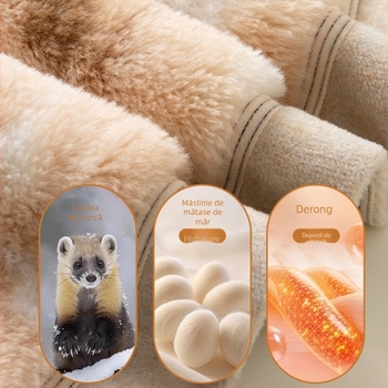 Set termic pentru bărbați cu fleece gros, catifea Mink și mătase — fără cusături, poliester 90–95%, 301–350 g/m², protecție spate