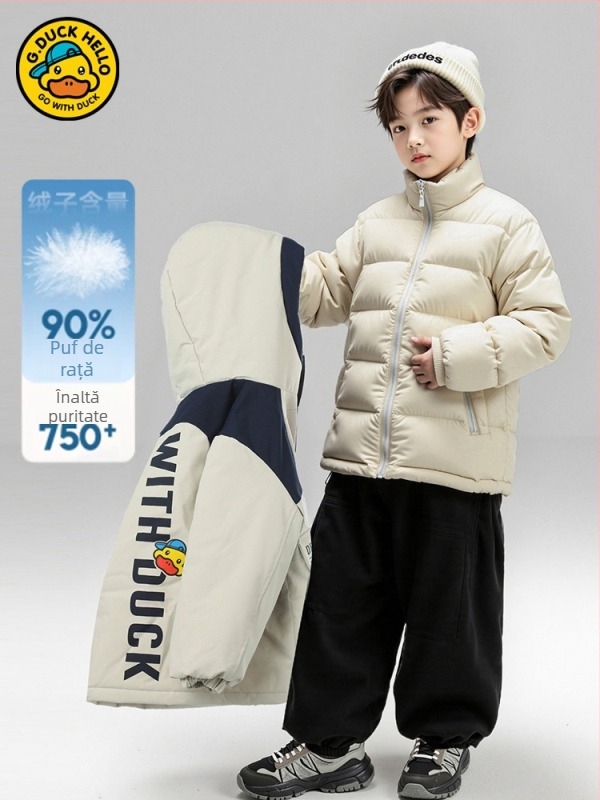 Jachetă pentru copii 3 în 1, cu strat interior detașabil, croială ajustată, iarnă grea, 86–90% puf de rață albă, exterior din poliester