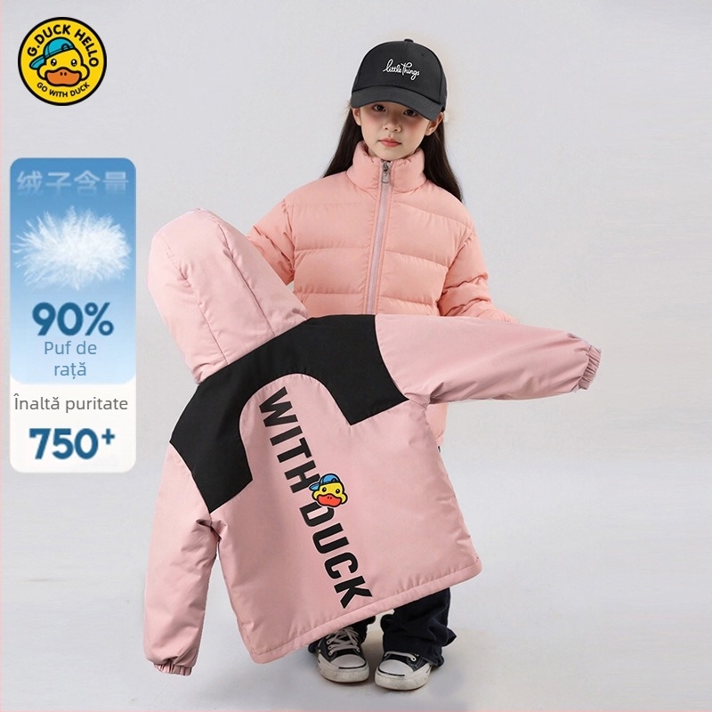 Jachetă pentru copii 3 în 1, cu strat interior detașabil, croială ajustată, iarnă grea, 86–90% puf de rață albă, exterior din poliester