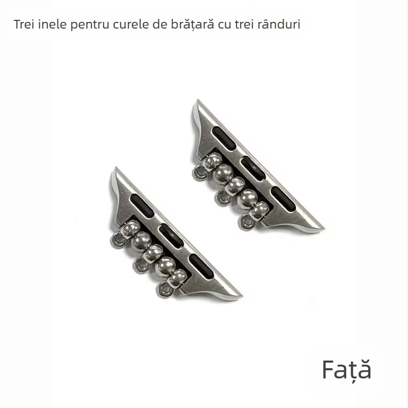 Brățară de ceas împletită cu mărgele, conector DIY pentru Apple Watch – curea metalică cu cataramă din oțel
