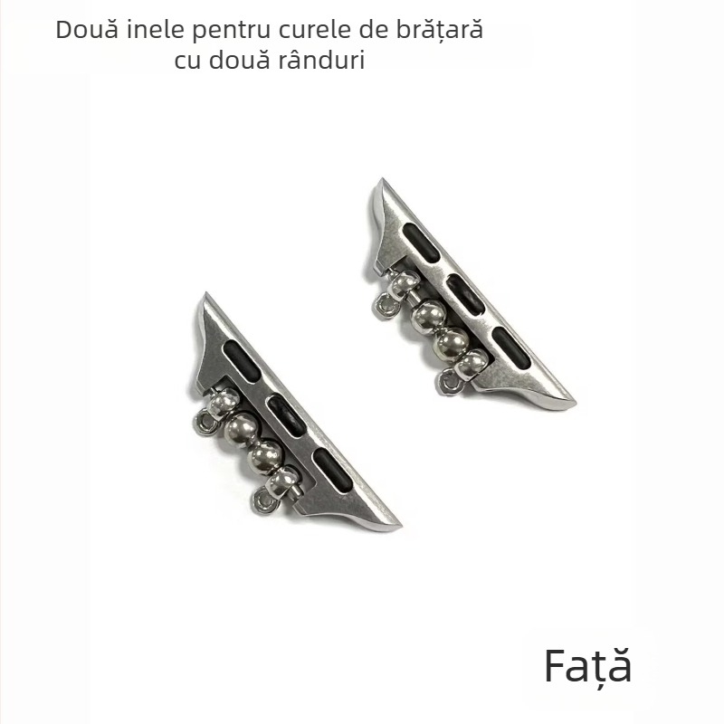 Brățară de ceas împletită cu mărgele, conector DIY pentru Apple Watch – curea metalică cu cataramă din oțel