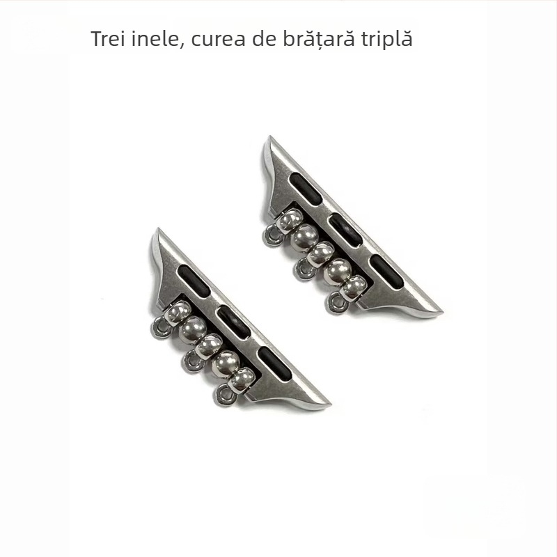 Brățară de ceas împletită cu mărgele, conector DIY pentru Apple Watch – curea metalică cu cataramă din oțel