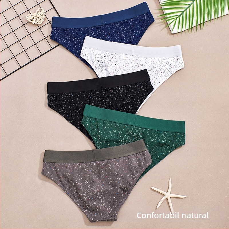 Slipuri bărbați din bumbac cu imprimeu stele, talie medie, 95–100% bumbac