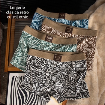 Chiloți de bumbac pentru bărbați, cu respirabilitate, antibacterian și uscare rapidă; talie medie, material tricotat.