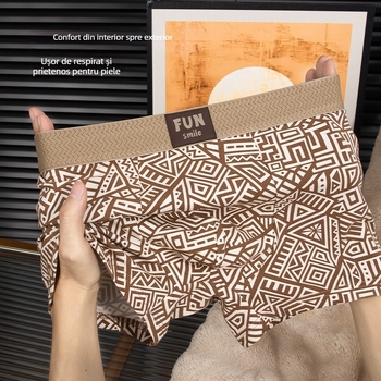 Chiloți de bumbac pentru bărbați, cu respirabilitate, antibacterian și uscare rapidă; talie medie, material tricotat.