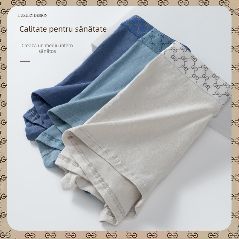 Boxeri bărbați din bumbac, talie medie, respirabili, antibacterieni, design 3D pentru buzunar, căptușeală din bumbac 95–100%