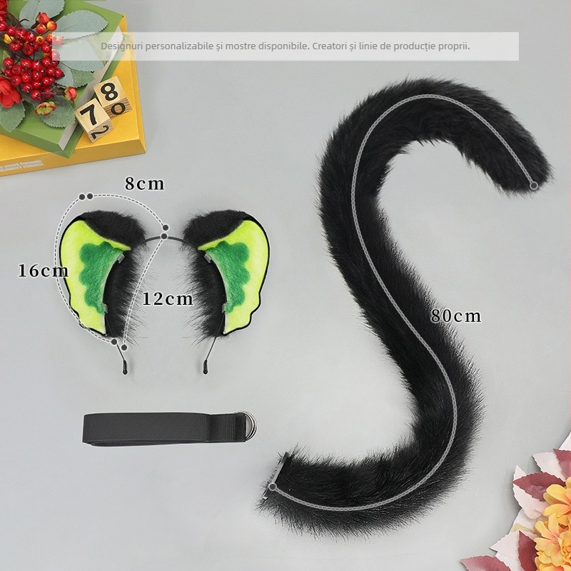 Set urechi și coadă de pisică pentru cosplay cu clips de păr - Brand: other; Vârstă: adult; Disponibil: în stoc; Lansare: Vara 2025