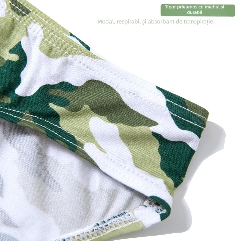 Boxeri bărbați camuflați din Modal Lenzing, respirabili, tricotate, talie joasă