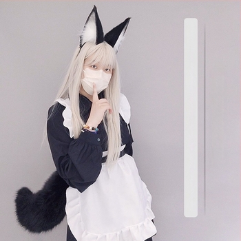 Accesorii cosplay pentru cap cu urechi de vulpe și coadă, din pluș, pentru adulți, în stoc, iarna 2025