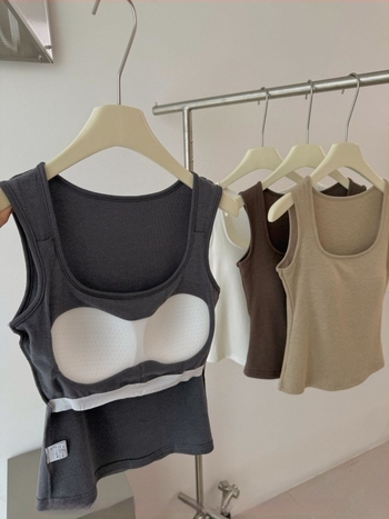 Top camisolă, croială slim, lungime scurtă, monocrom, amestec viscose-spandex, Toamnă 2025